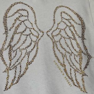 SMALL Used VS White Hoodie w/Bronzed Gold Wings